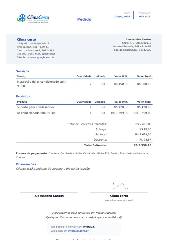 PDF de Pedido interaUp