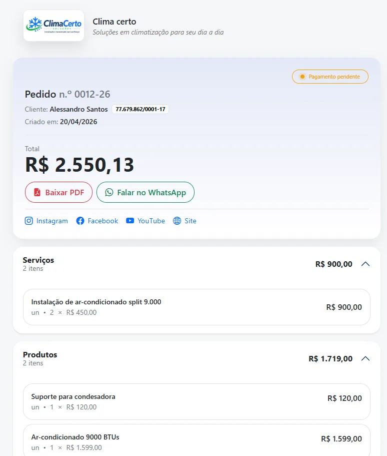 Portal do Pedido interaUp