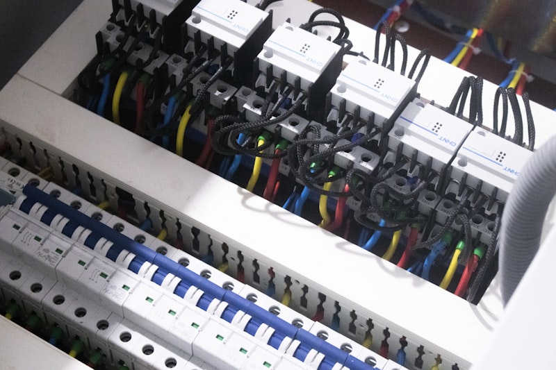 Painel elétrico com fiações