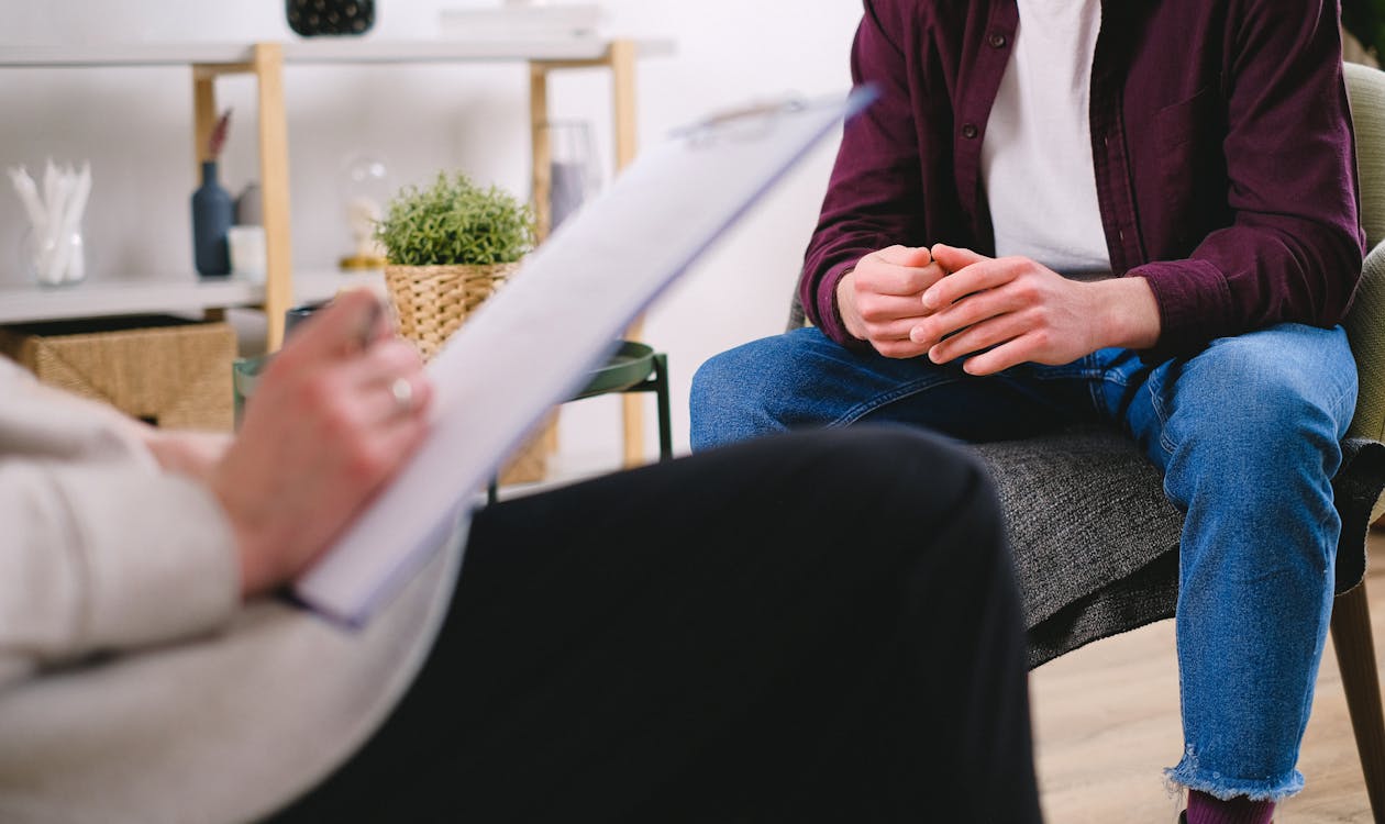 Paciente em sessão de psicoterapia