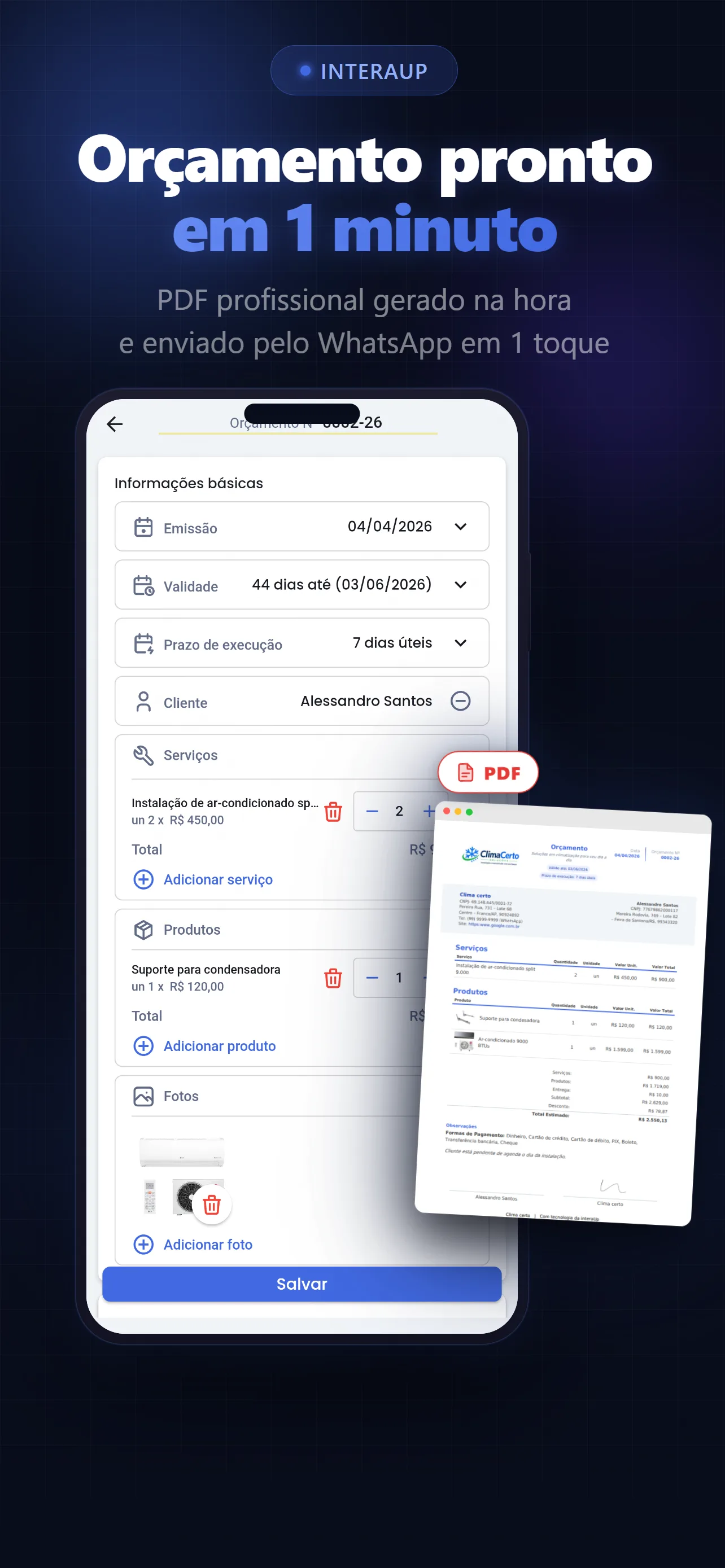 App de orçamento para MEI e autônomo — InteraUp