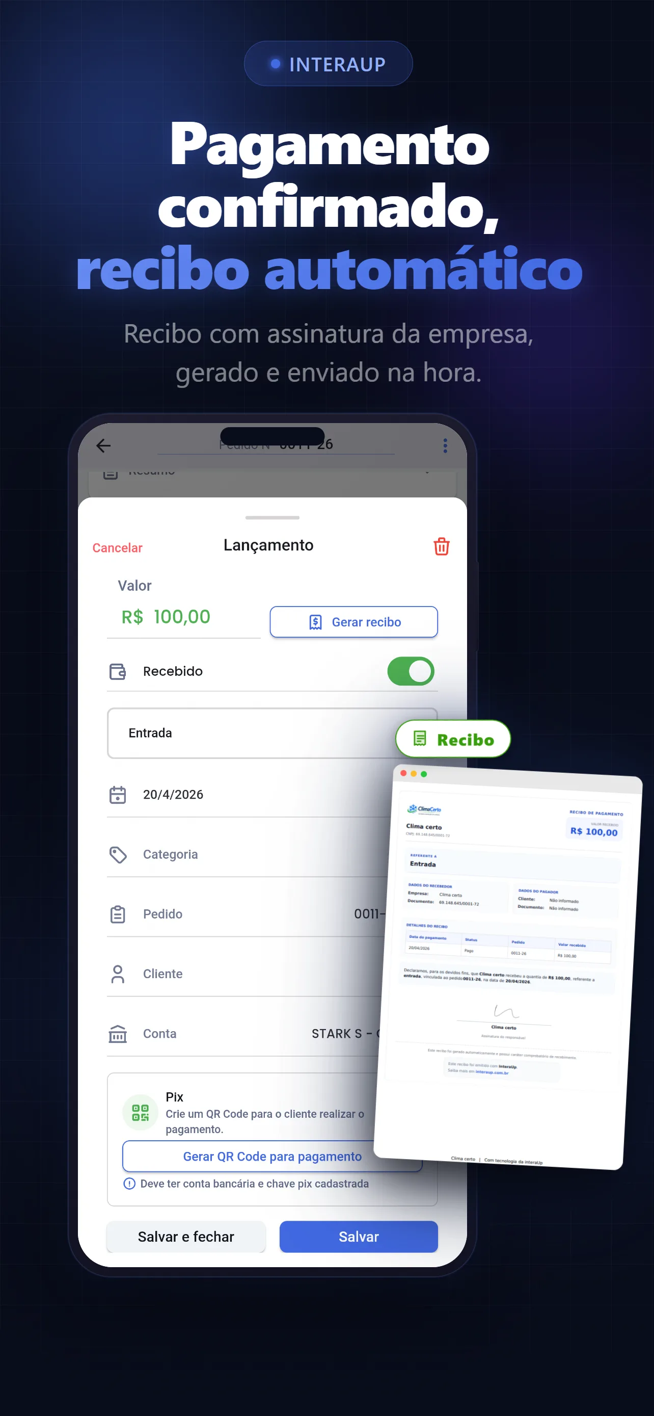 Recibo digital automático após pagamento — InteraUp